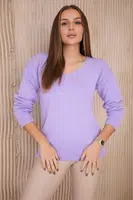 Sweater with V-neck in purple color