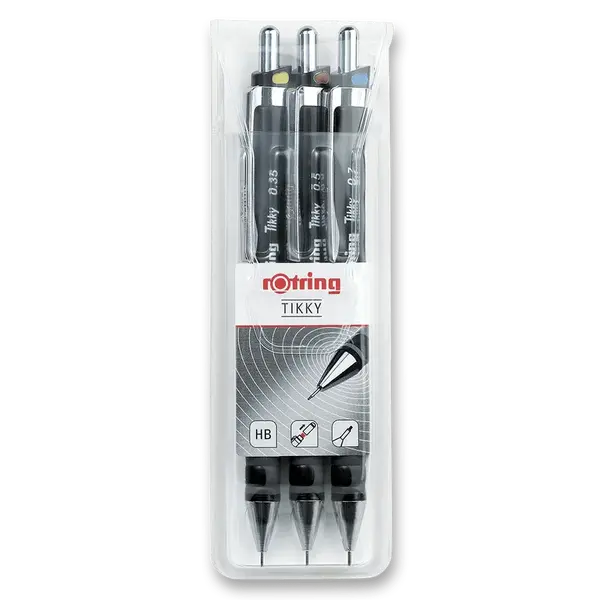 Sada mikrotužek Rotring Tikky Black - hrot 0,35, 0,5 a 0,7 mm