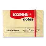 Samolepicí bloček Kores - žlutý - 75 × 50 mm, 100 listů