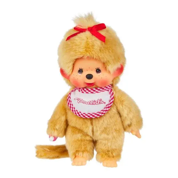 Monchhichi Mončiči dívka béžová s červeným bryndáčkem 20cm