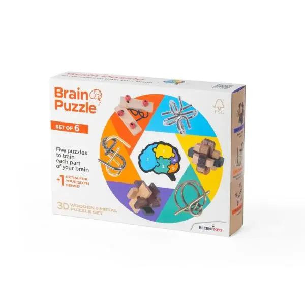 RECENTTOYS Brain Puzzle - sada 6 kusů