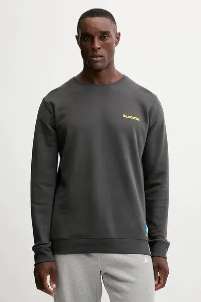 Bavlněná mikina LA Sportiva Climbing on the Moon pánská, šedá barva, s potiskem, ZACW034