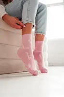 Milena Dámské bavlněné ponožky Kontury kočky Růžové