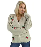 Pri Warm and cozy women's sweater with cherries in autumn LARAMIE