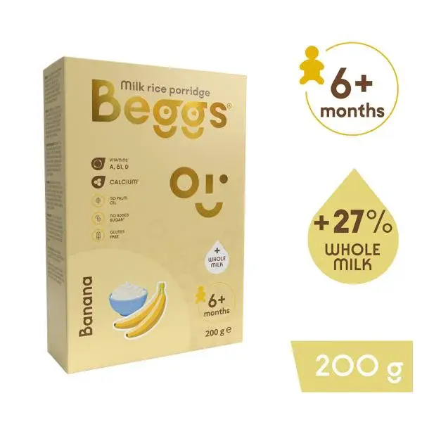 Beggs Mliečna rýžová kaša s banánom (200 g)