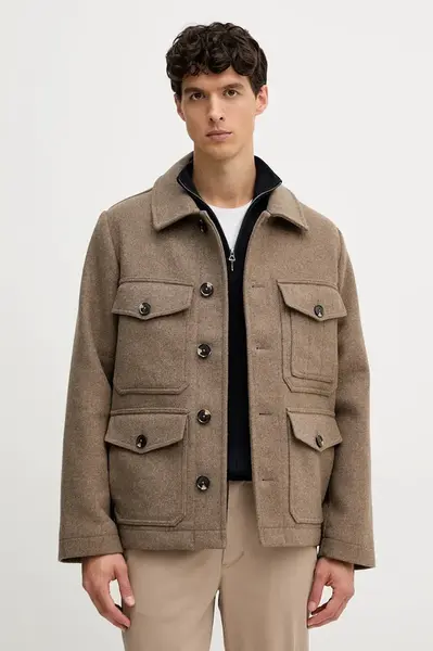 Košilová bunda s příměsí vlny Tommy Hilfiger