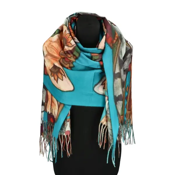 Módní dámská šála Winifre, kočka modrá