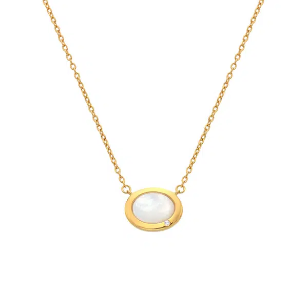 Hot Diamonds Elegantní pozlacený náhrdelník s perletí a diamantem Gemstones DN200