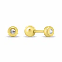 Brilio Silver Minimalistické pozlacené náušnice s čirými zirkony EA926Y 0,4 cm