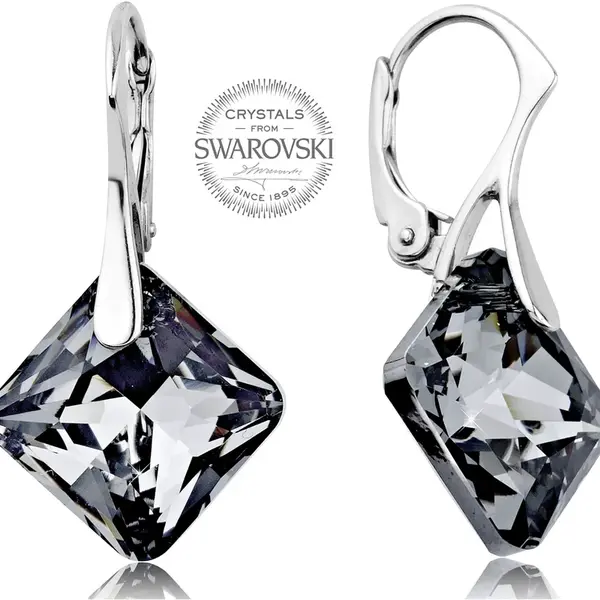 Levien Třpytivé náušnice s tmavými krystaly Princess