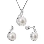 Evolution Group - Pavona Sada stříbrných šperků se zirkony a pravými perlami 29050.1B (náušnice, řetízek, přívěsek)