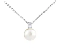 Silvego Stříbrný náhrdelník s bílou perlou Swarovski® Crystals 12 mm LPS061912PSWW (řetízek, přívěsek)