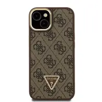 Zadní kryt Guess PU 4G Strass Triangle Logo Stand Camera Frame MagSafe Zadní pro Apple iPhone 14, hnědá