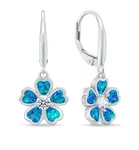Brilio Silver Stříbrné visací náušnice Květiny s modrými opály EA1097WB