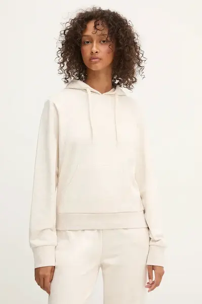 Mikina Guess SOFIA dámská, béžová barva, s kapucí, hladká, O5RQ02 KCO31