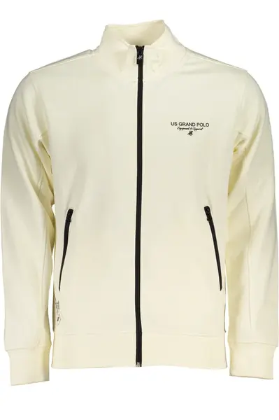 US GRAND POLO MEN'S WHITE ZIP SWEATSHIRT