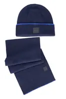 Pánská modrá čepice a šála HUGO BOSS