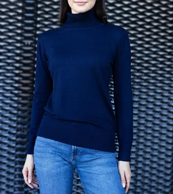 Gemre Navy blue loose-fitting turtleneck Nida