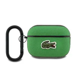 Pouzdro Lacoste Petit Pique Croc Logo Patch pro AirPods 4, zelená