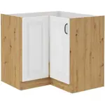 Spodní rohová skříňka Stilo 90x90 DN 2F BB Barva korpusu: Dub artisan, Barva dvířek: Bílá