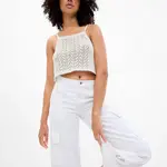 Biele dámske háčkované crop top tielko Gap