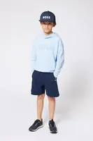 Dětská mikina BOSS modrá barva, s kapucí, s potiskem, J52028