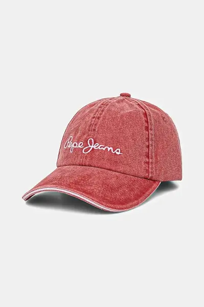 Bavlněná baseballová čepice Pepe Jeans WEI CAP růžová barva, s aplikací, PL040364