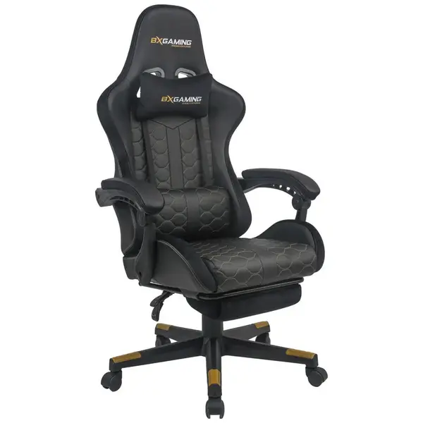 BX Gaming HERNÍ ŽIDLE, vzhled kůže, samet, černá