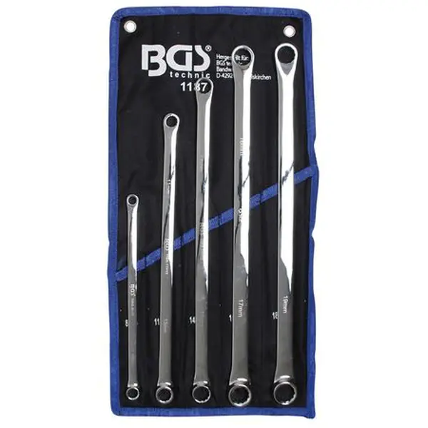 BGS technic Očkové klíče 8-19 mm, oboustranné extra dlouhé, sada 5 ks - BGS 118