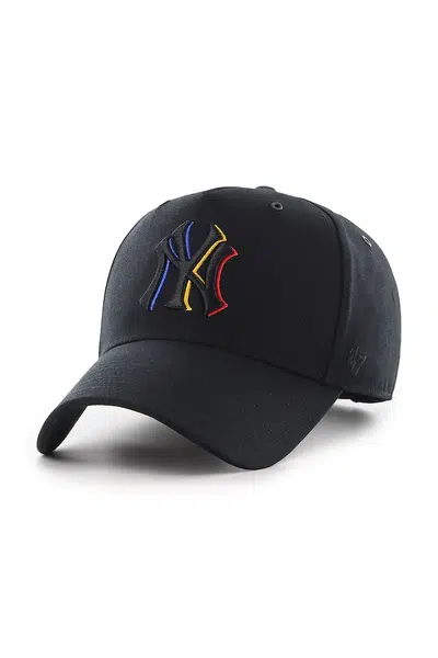 Bavlněná baseballová čepice 47 brand MLB New York Yankees černá barva, s aplikací, B-PRPDT17GWP-BK