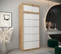 Šatní skříň Abi V1 s nástavcem Barva korpusu: Dub Sonoma, Rozměry: 200 cm, Dveře: Bílá
