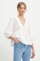 Bavlněná halenka Answear.LAB dámská, bílá barva, hladká