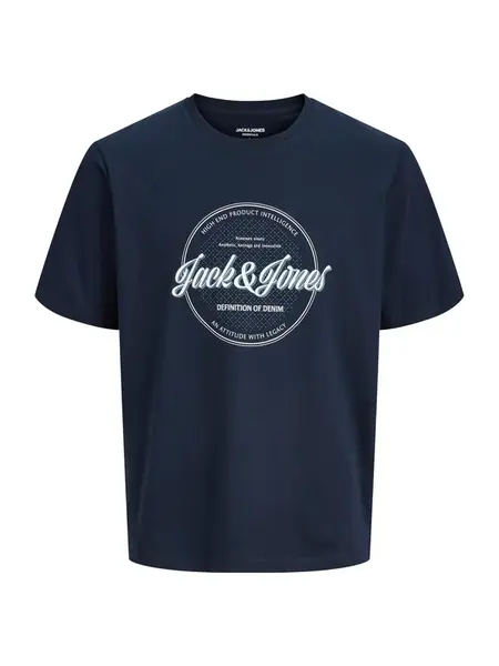JACK & JONES Tričko 'JJEDover'  tmavomodrá / biela