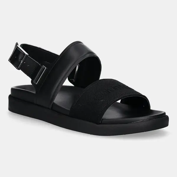 Sandály Calvin Klein BACK STRAP W/ BUCKLE LOGO pánské, černá barva, HM0HM01742