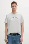 Bavlněné tričko Calvin Klein Jeans pánské, šedá barva, s potiskem, LV04RB849G