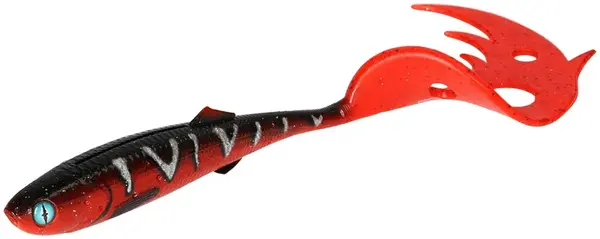 Mikado gumová nástraha sicario pike tail red tiger balení - 14 cm 13 g 2 ks