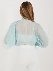 Mátová elegantní košile s vázaným výstřihem