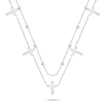 Brilio Silver Dvojitý stříbrný náhrdelník s křížky NCL157W