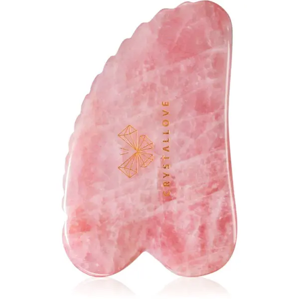 Crystallove Rose Quartz 3D Gua Sha masážní pomůcka 1 ks