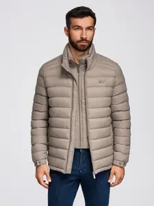 Ombre Men's quilted jacket with two fasteners - dark beige
