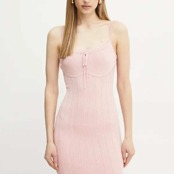 Šaty Guess REINA růžová barva, mini, W5GK67 Z3NX0