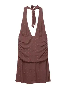 Pull&Bear Letné šaty  čokoládová / červená