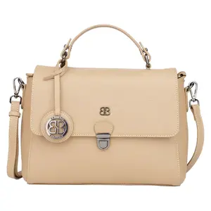 Menšia dámska kožená kabelka Bellicci Carolina - tmavo béžová