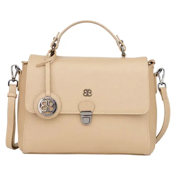 Menšia dámska kožená kabelka Bellicci Carolina - tmavo béžová