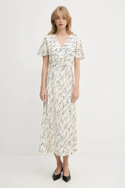 Šaty Karl Lagerfeld béžová barva, maxi, A3W13029