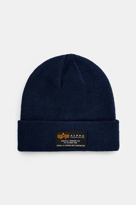 Čepice Alpha Industries Crew Beanie tmavomodrá barva, 128924