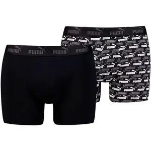 Puma ELEMENTS MEN PRINTED NO1 STRIPE BOXERS 2P Pánske boxerky, čierna, veľkosť