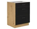 Dolná zásuvková kuchynská skrinka Modena, 60 cm, dub artisan/čierna%