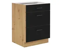 Dolná zásuvková kuchynská skrinka Modena, 60 cm, dub artisan/čierna%