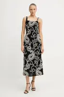 Šaty s příměsí lnu Pedro del Hierro černá barva, maxi, přiléhavé, 3819830